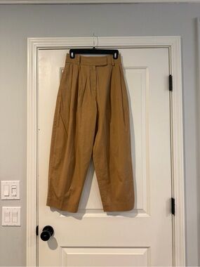 COS Pleated barrel Chinos in Camel Brown